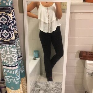 White ruffled tank top